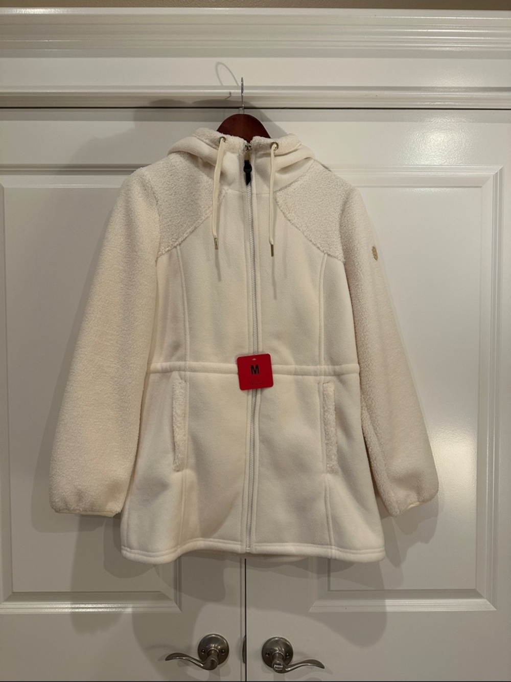 NWT 1 Madison Expedition Cream Hooded Fleece Jacket - Cozy Zip Front medium